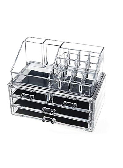 Buy 4-Drawer Cosmetic Organizer Clear/Black in Egypt