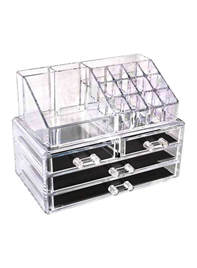Buy 4-Drawer Cosmetic Organizer Clear/Black in Egypt