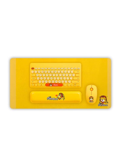 اشتري طقم لوحة مفاتيح وماوس لاسلكي عالي الجودة أصفر في الامارات