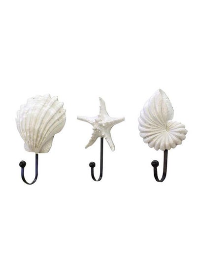 Buy 3 - Piece Wall Mounted Hooks White 15X7X5centimeter in Saudi Arabia