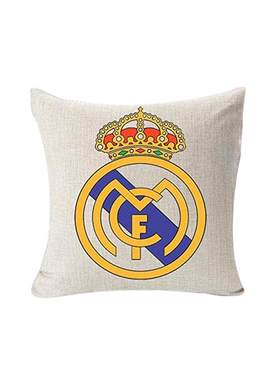 Buy Real Madrid Printed Cushion Beige 45x45centimeter in Saudi Arabia