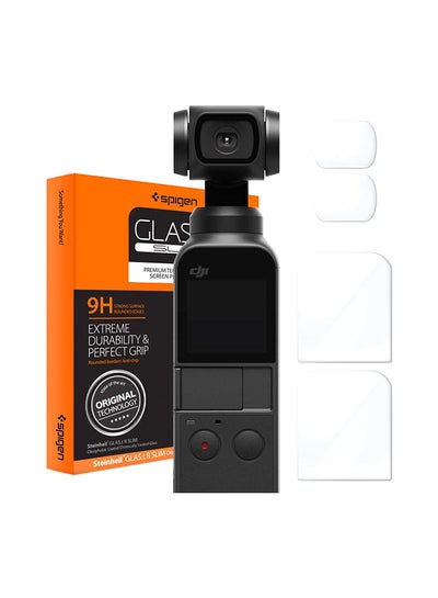 Buy 4-Piece DJI Osmo Pocket GLAStR Slim Camera Lens protector And Touch Screen Tempered Glass Protector Clear in Saudi Arabia