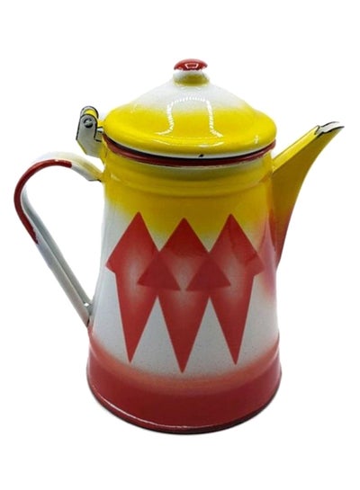 Buy Traditional Dallah Teapot White/Red/Yellow 14cm in Saudi Arabia