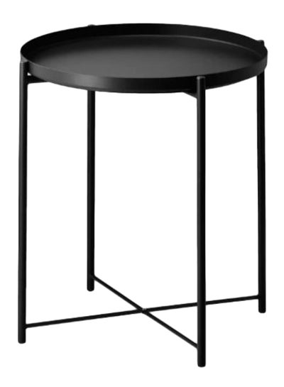 Buy Steel Tray Table with Detachable Tray Top，Round Metal Coffee Table Waterproof Removable Tray Table，for Living Room Bedroom Balcony Office Black 25x48x4cm in Saudi Arabia