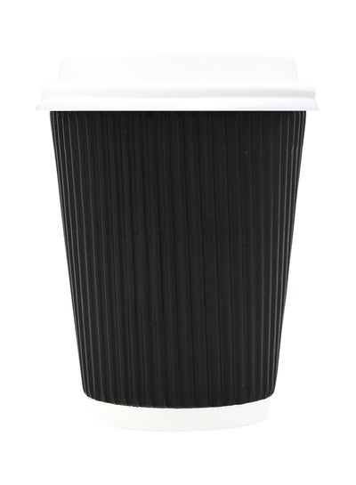 Buy 150-Piece Rippled Paper Cup Set Black in Saudi Arabia