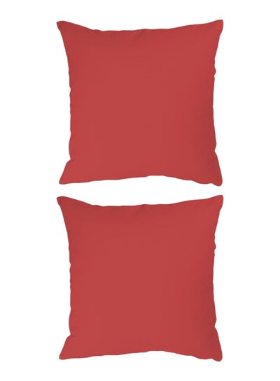 Buy 2-Piece Pillow And Cushion Set Polyester Red 45 x 45centimeter in Saudi Arabia