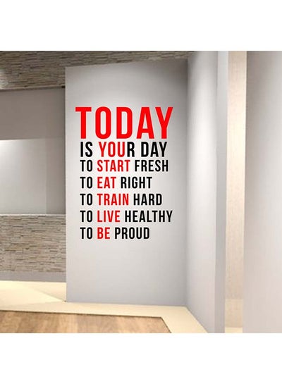 Buy Gym Quote Design Wall Decals Red/Black 50x70centimeter in UAE