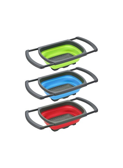 اشتري 3-Piece Foldable Fruit Vegetable Washing Drain Basket Set متعدد الألوان 40.00x5.00x27.00 سنتيمتر في الامارات