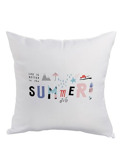 Buy Decorative Square Shaped Throw Pillow White 40 x 40cm in Egypt