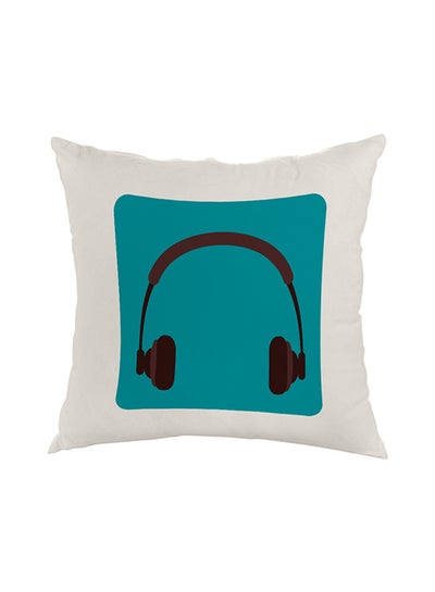 Buy Headphone Printed Square Shaped Throw Pillow velvet White/Green/Black 40 x 40cm in Egypt