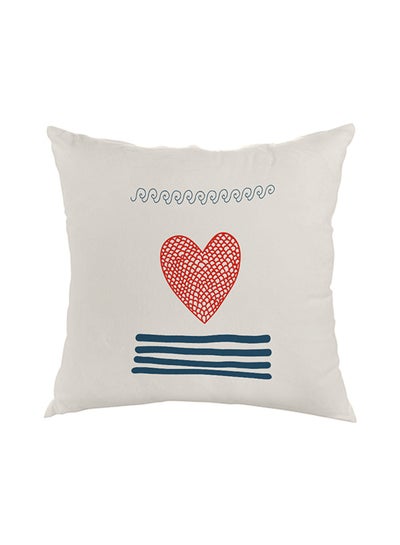 Buy Heart Printed Square Shaped Throw Pillow White/Black/Red 40 x 40cm in Egypt