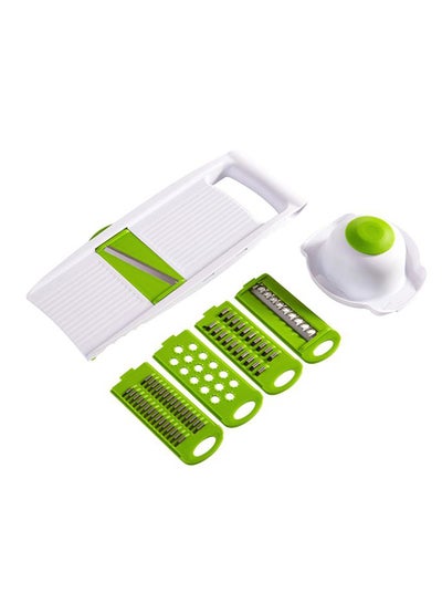 Buy Vegetable And Fruit Slicer With Replacement Blades And Bowl White/Green in Saudi Arabia