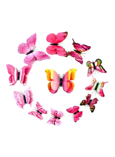 Buy 24-Piece Butterfly Wall Stickers Pink/Yellow/Black in Egypt
