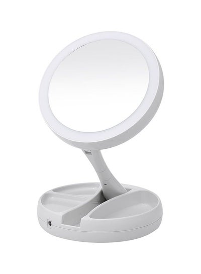 Buy Foldable Magnification Makeup Mirror With Led Light White in Egypt