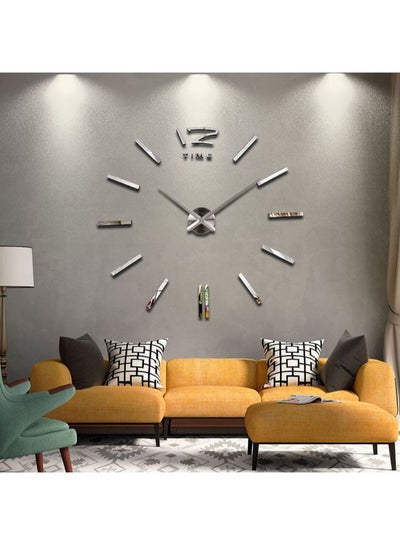 Buy 3D Mirror DIY Wall Clock Surface Sticker Silver 63 x 63centimeter in Saudi Arabia