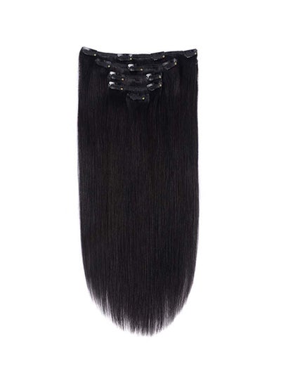 Buy 5-Piece Straight Clip In Human Hair Extension 1B Jet Black 12inch in Saudi Arabia