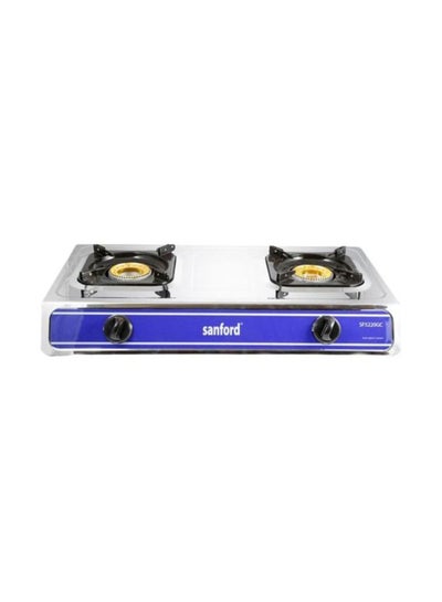 Buy 2 Burners Stainless Steel Gas Stove SF5220GC Silver/Blue in UAE