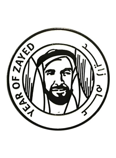 Buy Year Of Zayed Badge With Magnet Pin Black/White in UAE