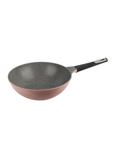 Buy Granite Deep Frying Pan Pink/Black 30centimeter in Saudi Arabia