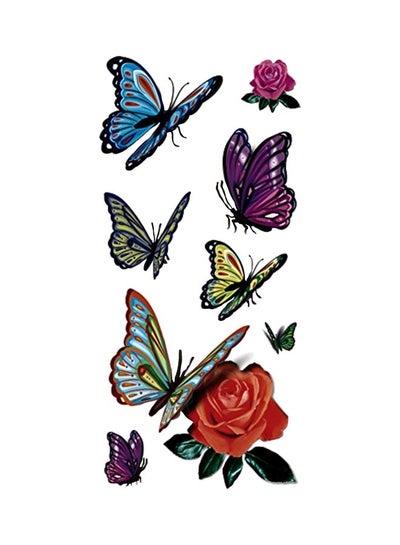 Buy 5 Sheet Waterproof 3D Butterfly Rose Flower Temporary Tattoo Multicolour in Egypt