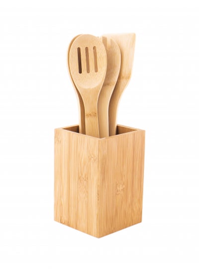 Buy Pack Of 5 Wooden Spoons With A Base Beige 35cm in Saudi Arabia