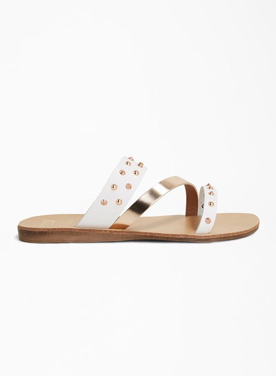 Buy Lizabel Studded Sandals White Leather in Saudi Arabia