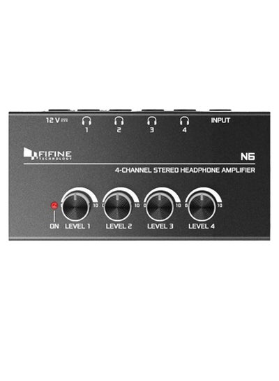 Buy Headphone Amplifier 4 Channel Metal Stereo Audio Amplifier, Mini Earphone Splitter With Power Adapter - 4X Quarter Inch Balanced TRS Headphones Output and TRS Audio Input For Sound Mixer - N6 N6 Black/White in UAE