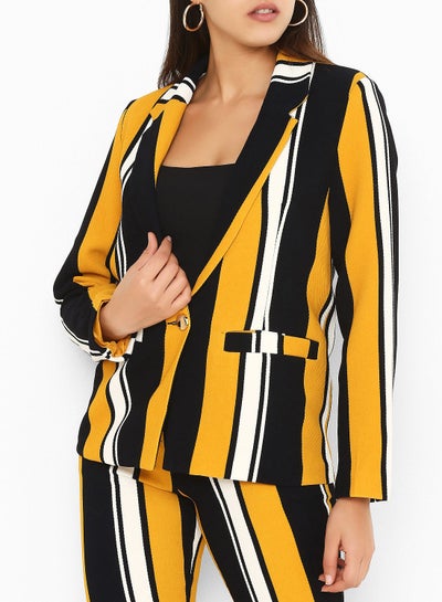 Buy Multi Striped Blazer Yellow in Saudi Arabia