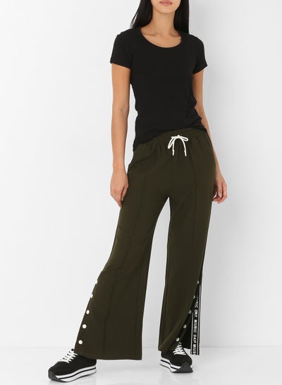 اشتري Button Detail Drawstring Pants زيتون في الامارات