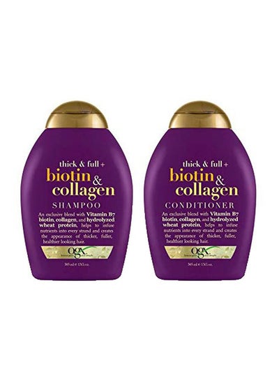 Buy 2-Piece Thick And Full Biotin Collagen Shampoo And Conditioner Set 2 x 385ml in Egypt