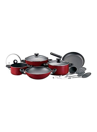 Buy 12-Piece Nonstick Cookware Set Red/Black/Clear in Saudi Arabia