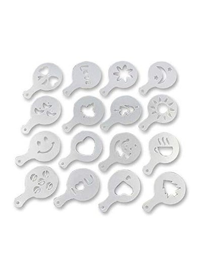 Buy 16-Piece Cappuccino Art Stencils Silver in Saudi Arabia