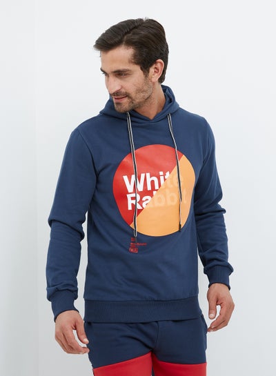 Buy Hooded Neck Long Sleeve Sweatshirt Navy Blue in Egypt