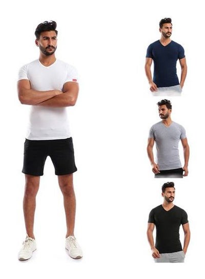 Buy 4-Piece V Neck T-Shirt Set Multicolour in Egypt