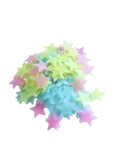 Buy 100-Piece 3D Stars Glow In The Dark Wall Sticker Multicolour 1 x 1cm in Saudi Arabia