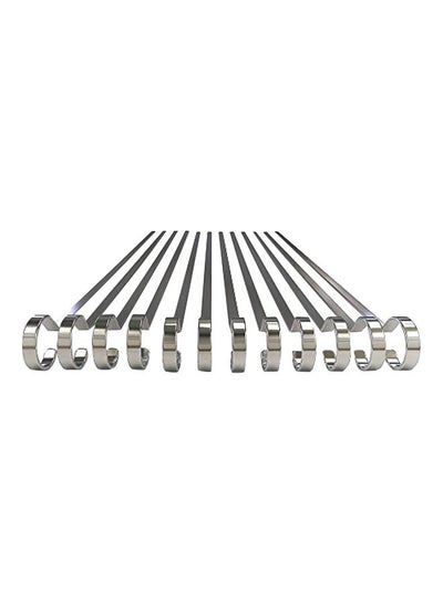 Buy 12-Piece Stainless Steel BBQ Set Silver in UAE