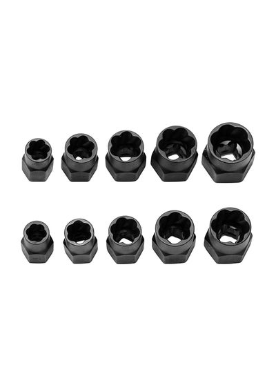 Buy 10-Piece Damaged Bolt Remover Nut Set Black 10.00x5.00x10.00centimeter in Saudi Arabia