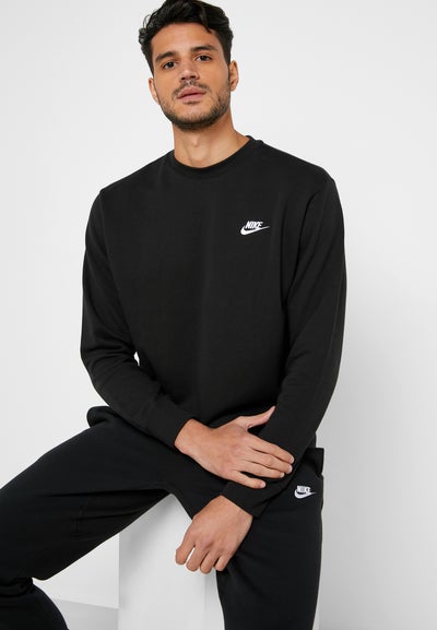 Buy Printed Crew Neck Sweatshirt Black in UAE