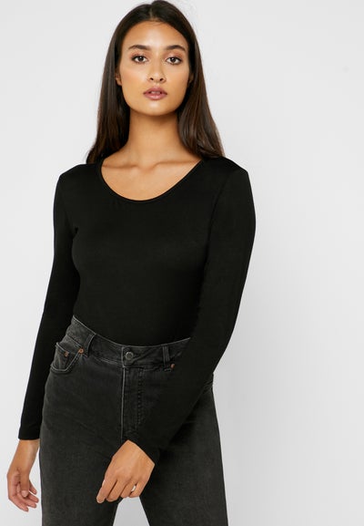 Buy Essential Long Sleeve Top Black in UAE