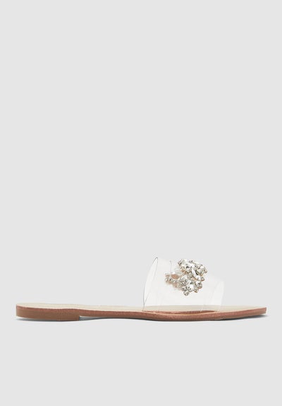 Buy Jewel Detail Sandals Clear / Silver in UAE