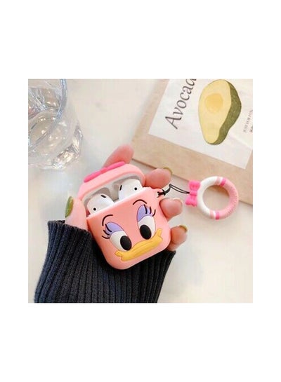 Buy Cartoon Case Cover For Apple AirPods Pink/Yellow in UAE