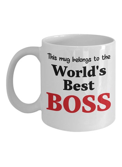 اشتري مج قهوة مطبوع عليه عبارة "World's Best Boss" أبيض في مصر