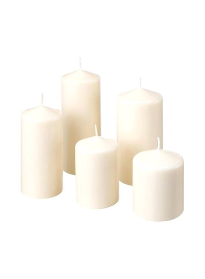 Buy 5-Piece Unscented Block Candle Set White 19x7x22cm in UAE