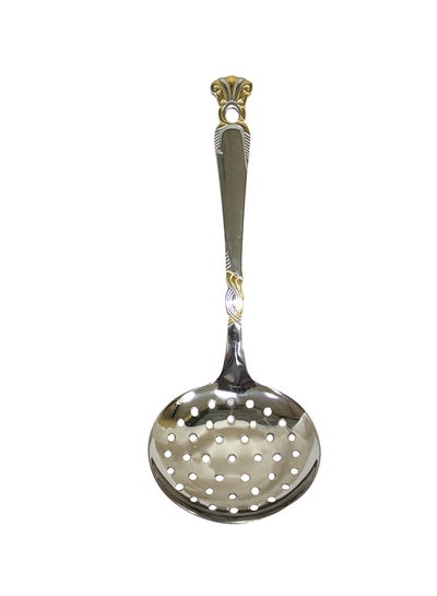 Buy Stainless Steel Serving Spoon With Decorative Handle Silver 25cm in Saudi Arabia