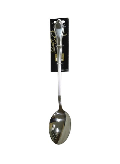 Buy Stainless Steel Long Serving Spoon With  Decorative Handle Silver 32cm in Saudi Arabia