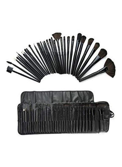 Buy 32-Piece Brush Set With Pouch And Sponge Black in Egypt