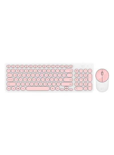 Buy Wireless Bluetooth Keyboard And Mouse Set Pink/White in Saudi Arabia