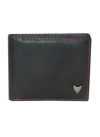 Buy Solid Pattern Leather Wallet Black in UAE