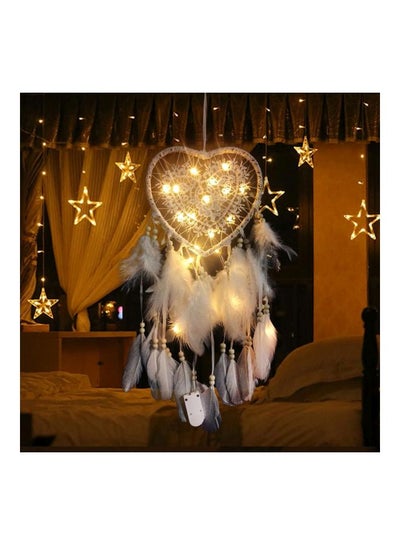 Buy Heart Shaped LED Light With Feather Dreamcatcher White 15x60centimeter in UAE