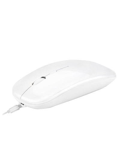 Buy Ergonomic Rechargeable Dual Mode Wireless Mouse White in Saudi Arabia